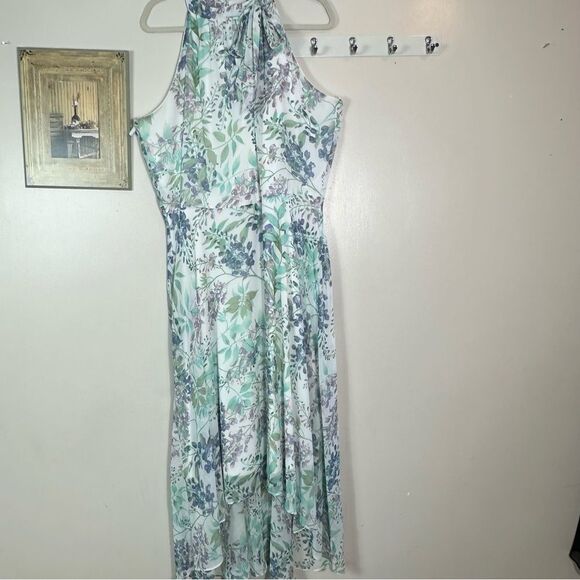 R&K Green and Purple Floral High Low Dress - Picture 4 of 6